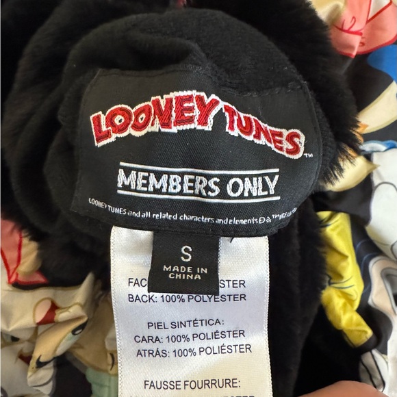 Looney Tunes Members Only Jacket Womens S Hoodie and reversible jacket black fur - Picture 7 of 10